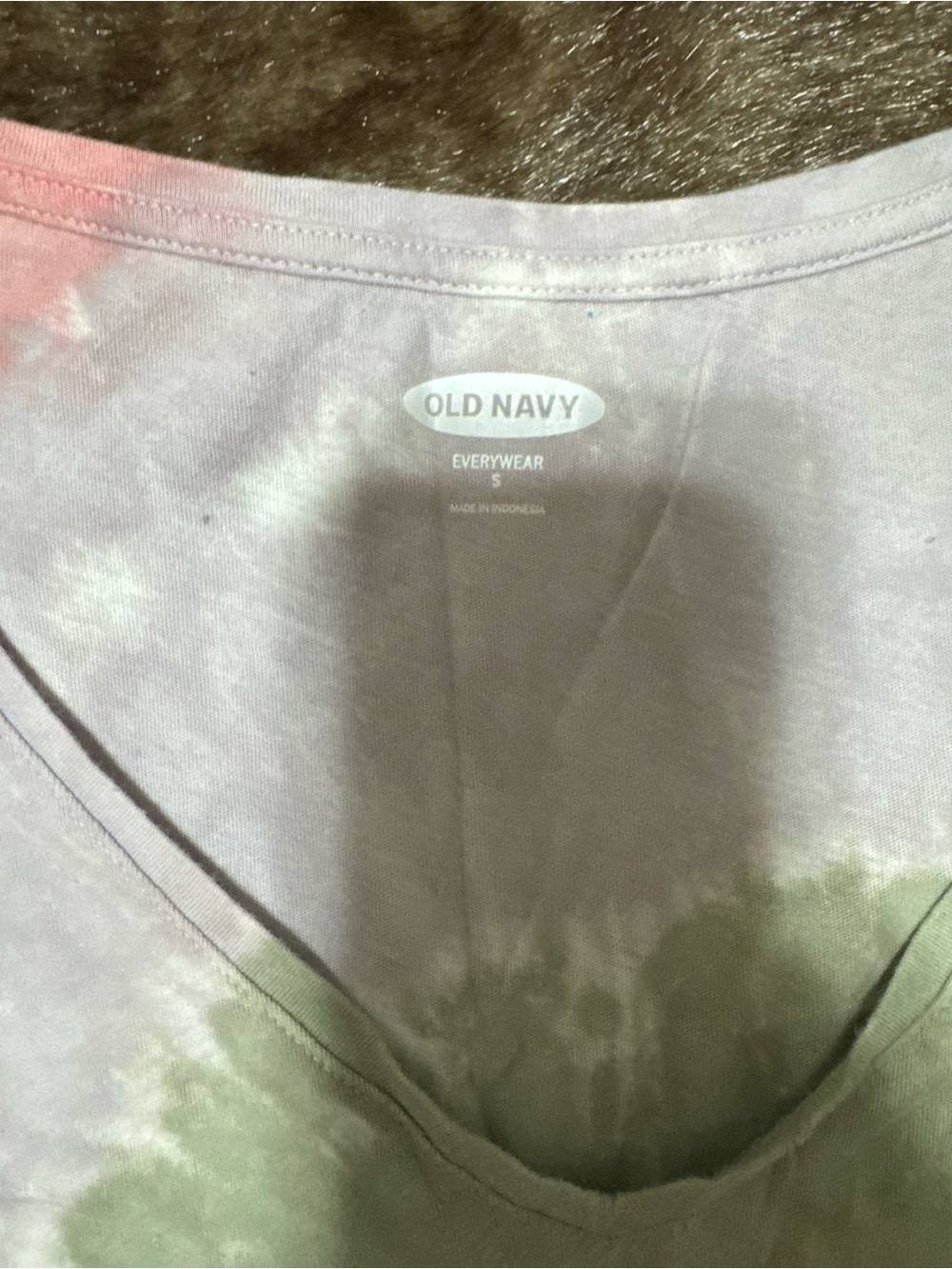 Tie-Dye V-Neck Tank Top in Pink, Green & Gray - Picture 2 of 2